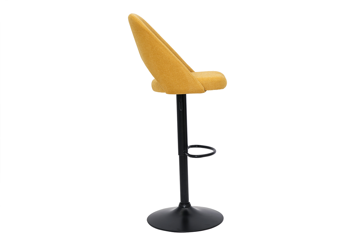 Tabourets de bar relevables tissu effet velours textur jaune moutarde et mtal noir (lot de 2) COSETTE