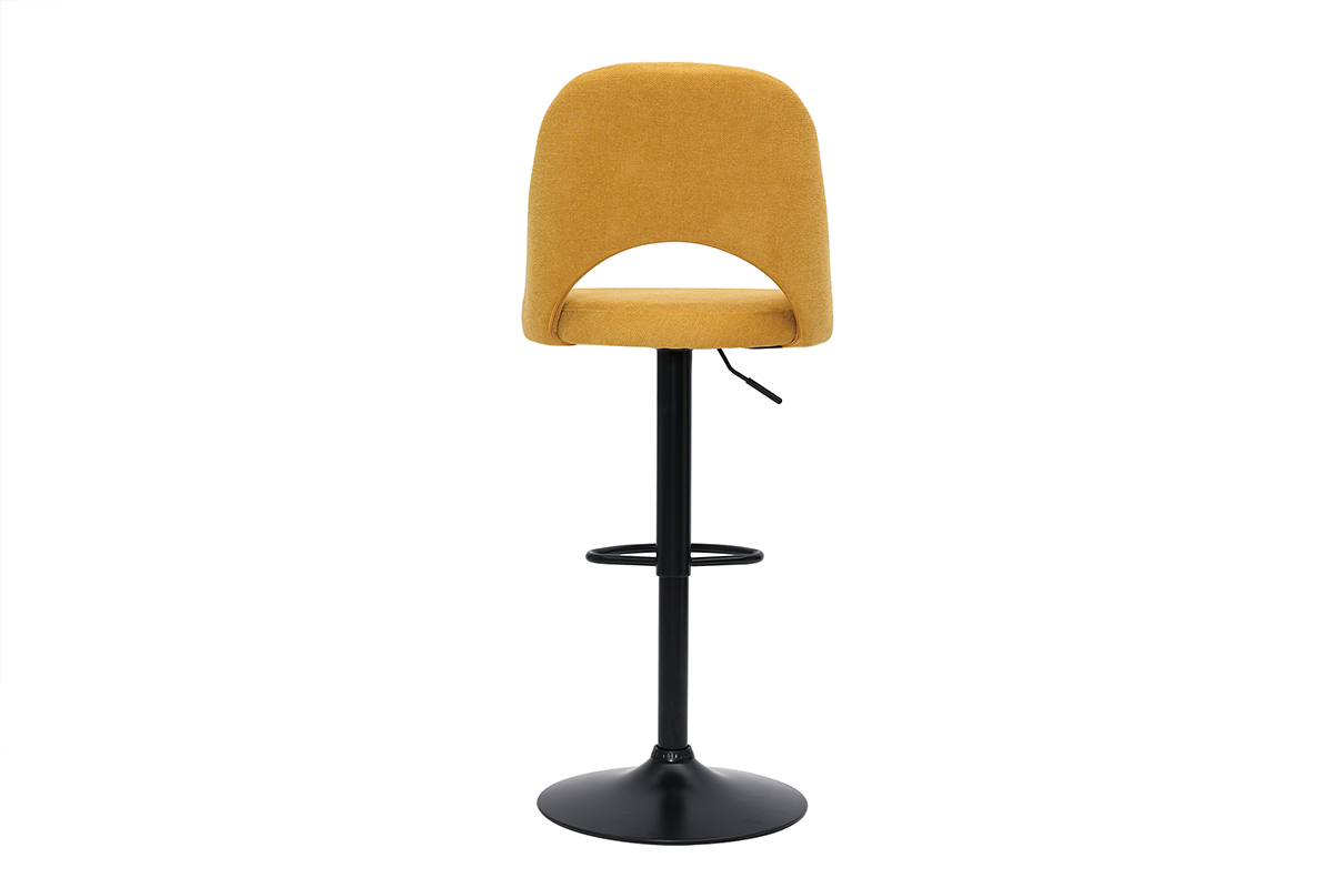 Tabourets de bar relevables tissu effet velours textur jaune moutarde et mtal noir (lot de 2) COSETTE