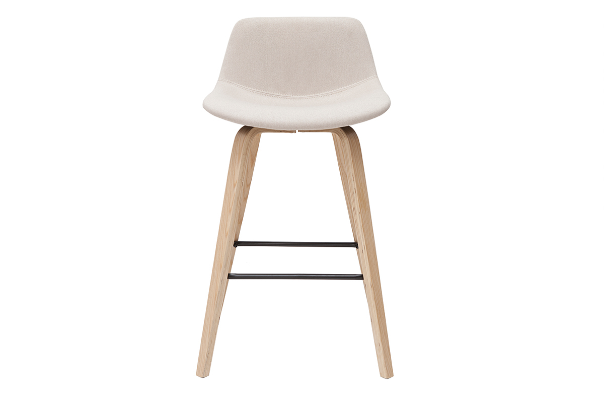 Tabourets de bar scandinaves beige et bois clair H65 cm (lot de 2) NONIE