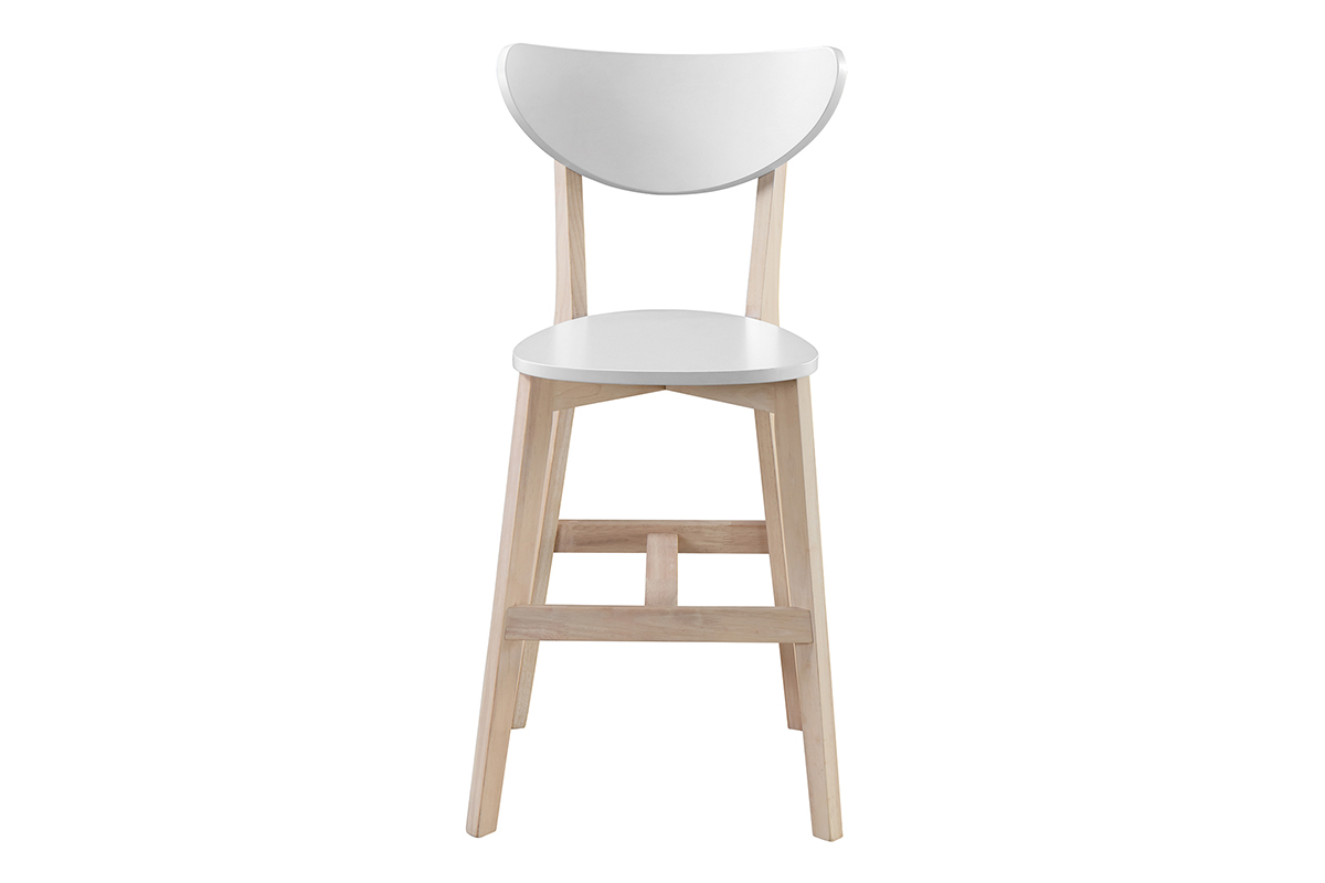 Tabourets de bar scandinaves blanc et bois H65 cm (lot de 2) LEENA