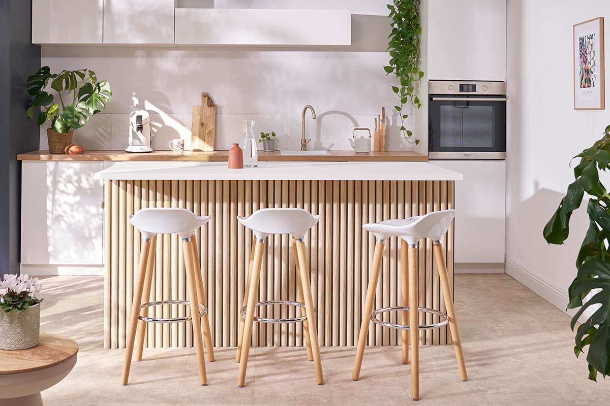 Tabourets de bar scandinaves blancs (lot de 2) GILDA