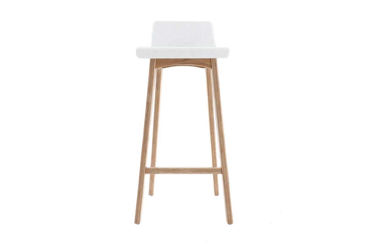 Tabourets de bar scandinaves blancs et bois clair H75 cm (lot de 2) BALTIK