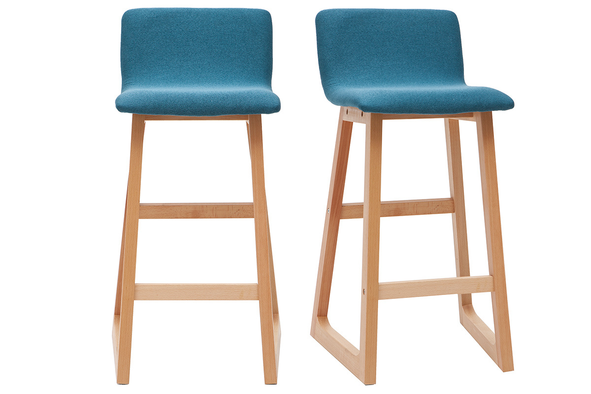 Tabourets de bar scandinaves bleu canard 65 cm (lot de 2) OSAKA