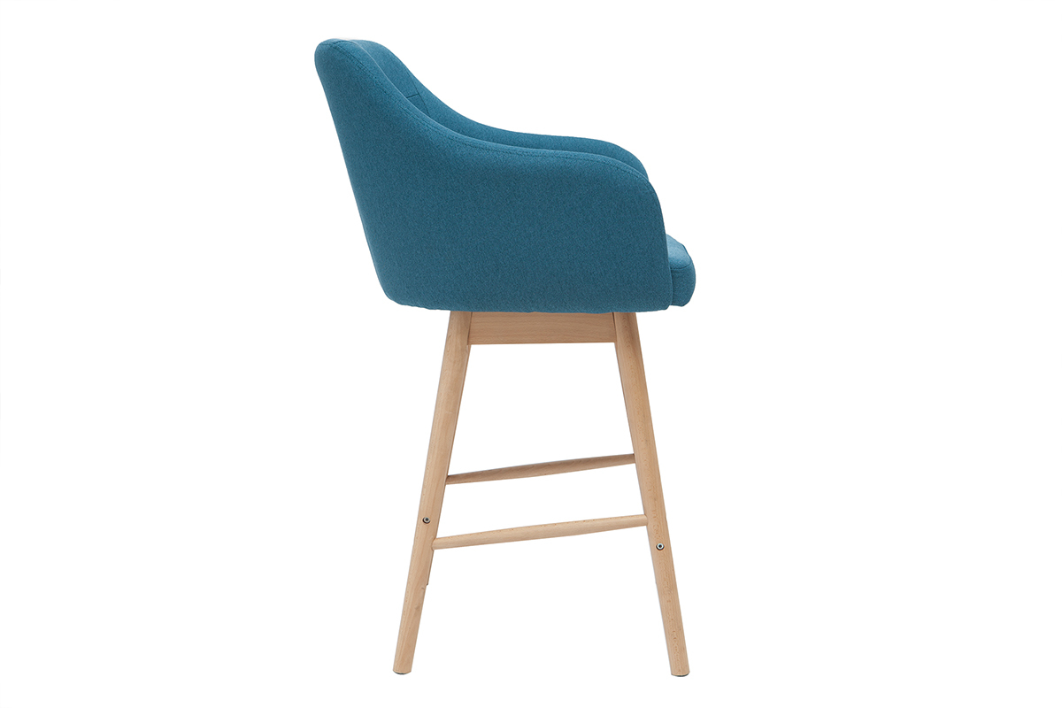 Tabourets de bar scandinaves bleu canard et bois H65 cm (lot de 2) BALTIK