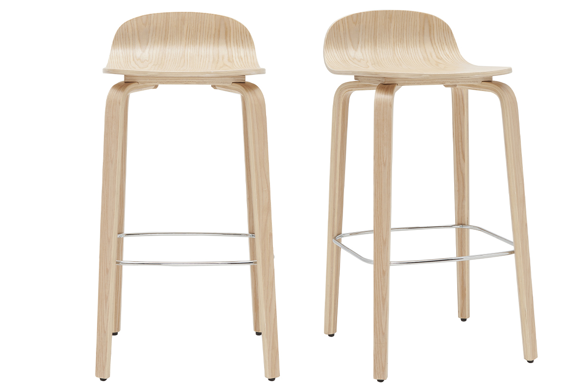 Tabourets de bar scandinaves bois chne H68 cm (lot de 2) OBRA