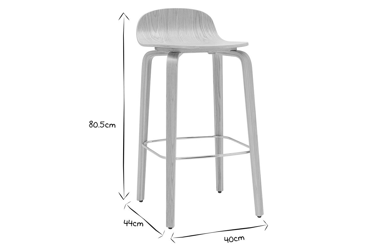 Tabourets de bar scandinaves bois chne H68 cm (lot de 2) OBRA