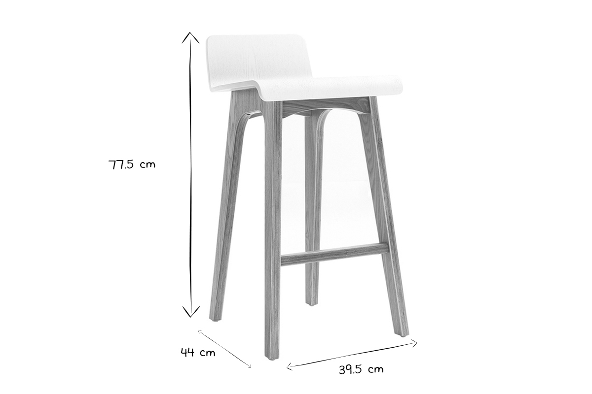 Tabourets de bar scandinaves bois clair et blanc H65 cm (lot de 2) BALTIK