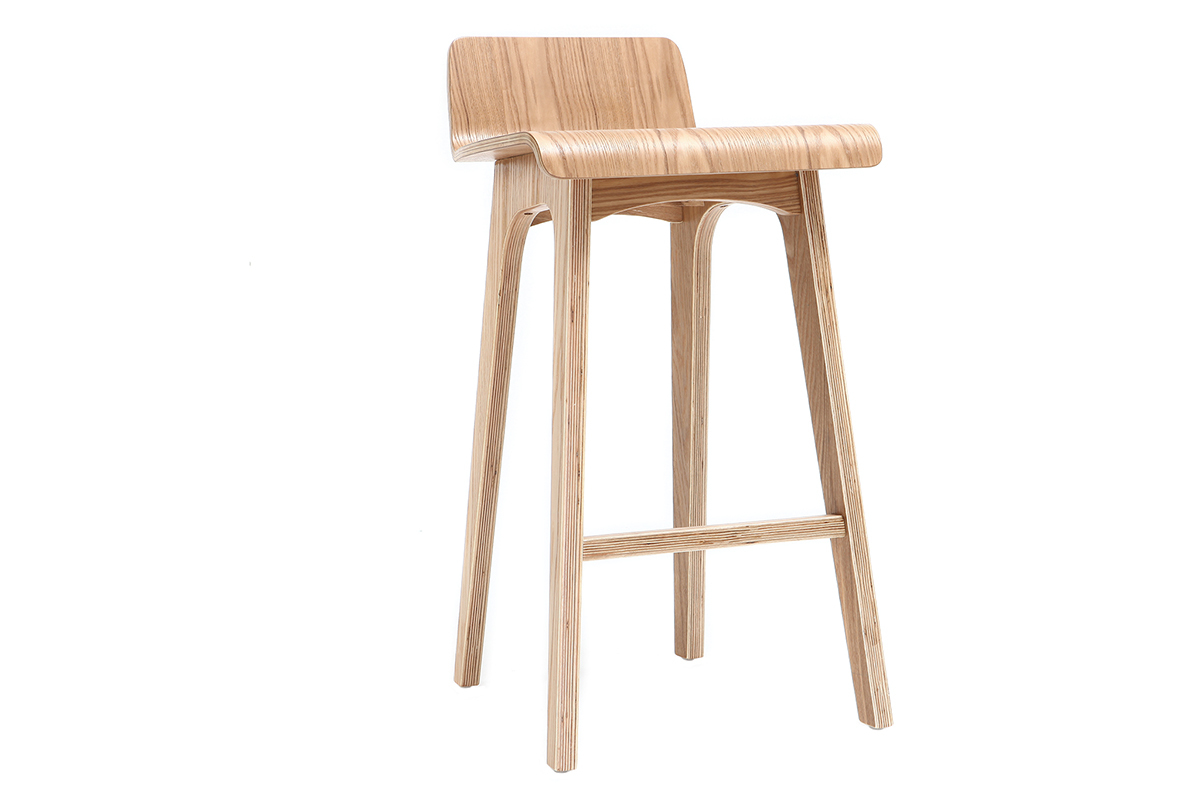 Tabourets de bar scandinaves bois clair H65 cm (lot de 2) BALTIK