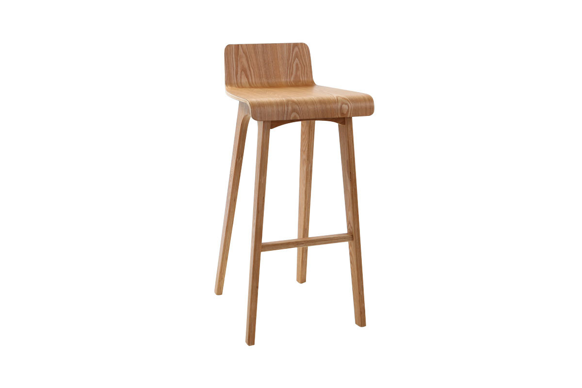 Tabourets de bar scandinaves en bois clair H75 cm (lot de 2) BALTIK