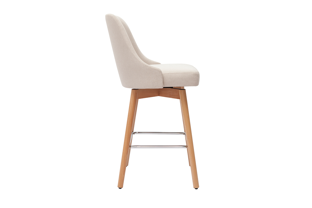 Tabourets de bar scandinaves en tissu beige et bois htre massif H65 cm (lot de 2) HASTA