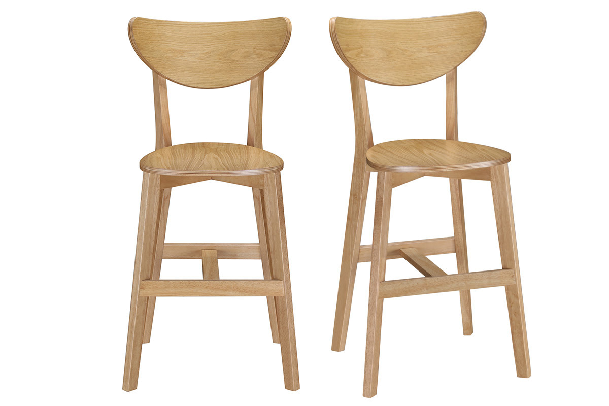 Tabourets de bar scandinaves finition chne H65 cm (lot de 2) LEENA