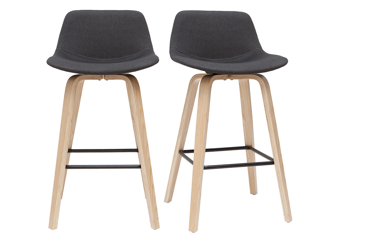 Tabourets de bar scandinaves gris fonc H65 cm (lot de 2) NONIE