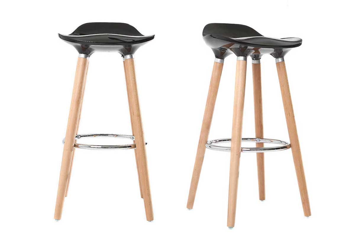 Tabourets de bar scandinaves noirs (lot de 2) GILDA