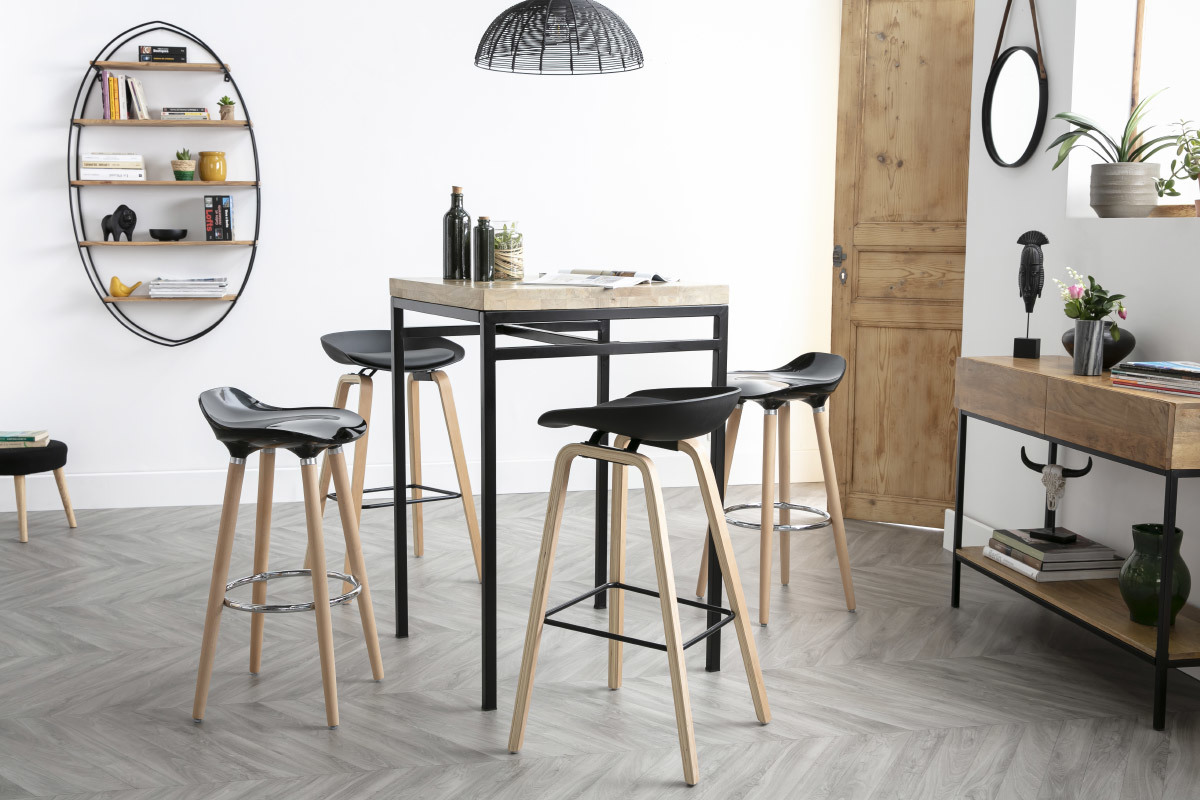 Tabourets de bar scandinaves noirs (lot de 2) GILDA