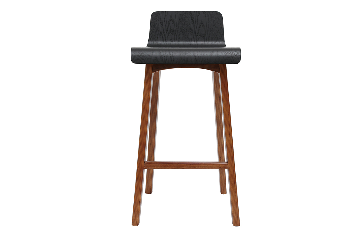 Tabourets de bar scandinaves noyer et noir H65 cm (lot de 2) BALTIK