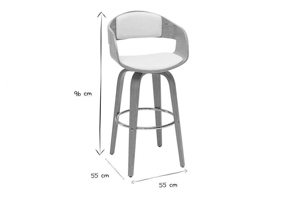 Tabourets de bar scandinaves pivotants 360 en bois clair H65 cm (lot de 2) GAO