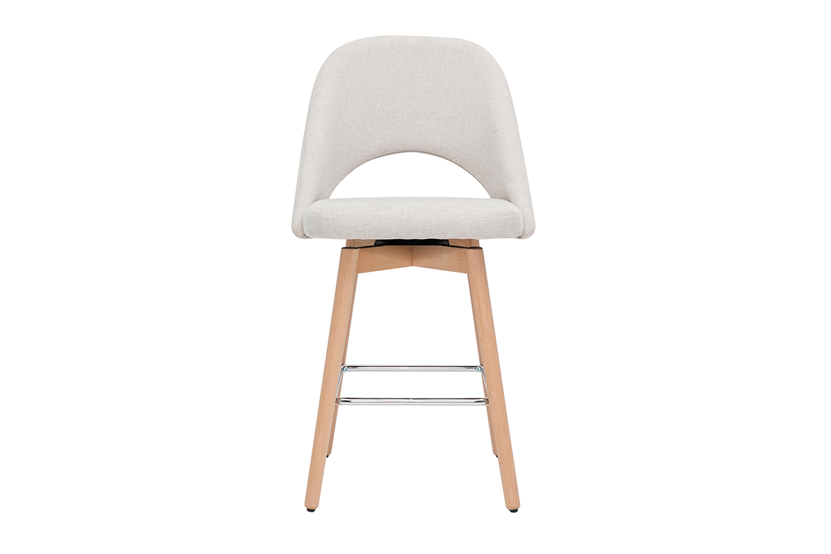 Tabourets de bar scandinaves tissu effet velours textur beige et hva massif 65 cm (lot de 2) COSETTE