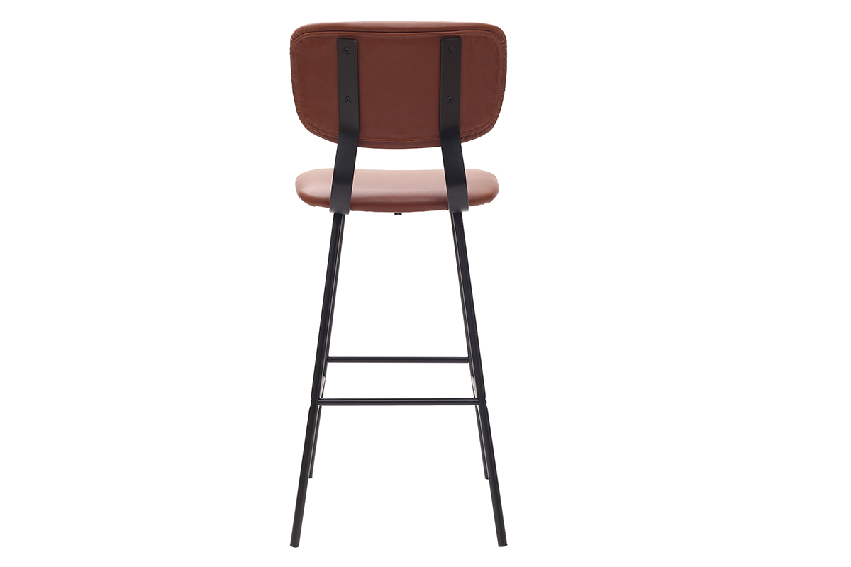 Tabourets de bar vintage marron clair avec pieds mtal 75 cm (lot de 2) LAB