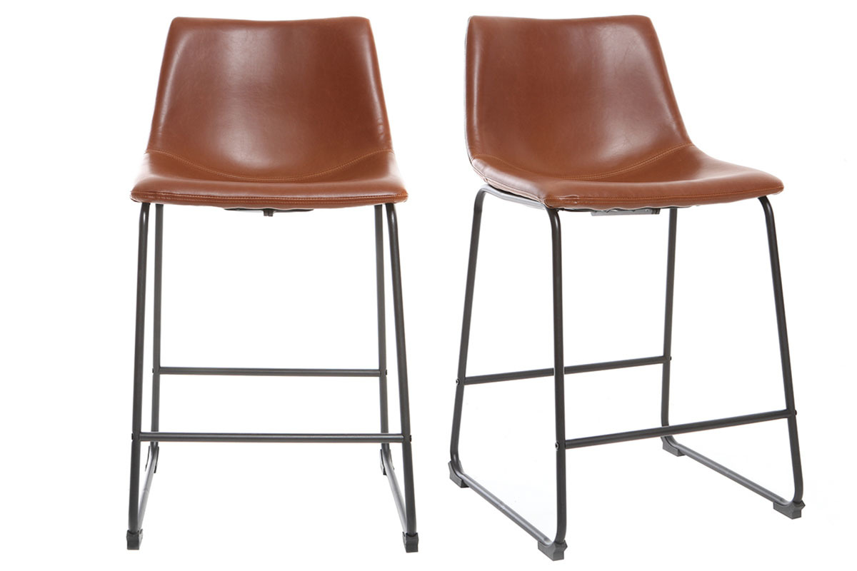 Tabourets de bar vintage marron clair H61 cm (lot de 2) NEW ROCK