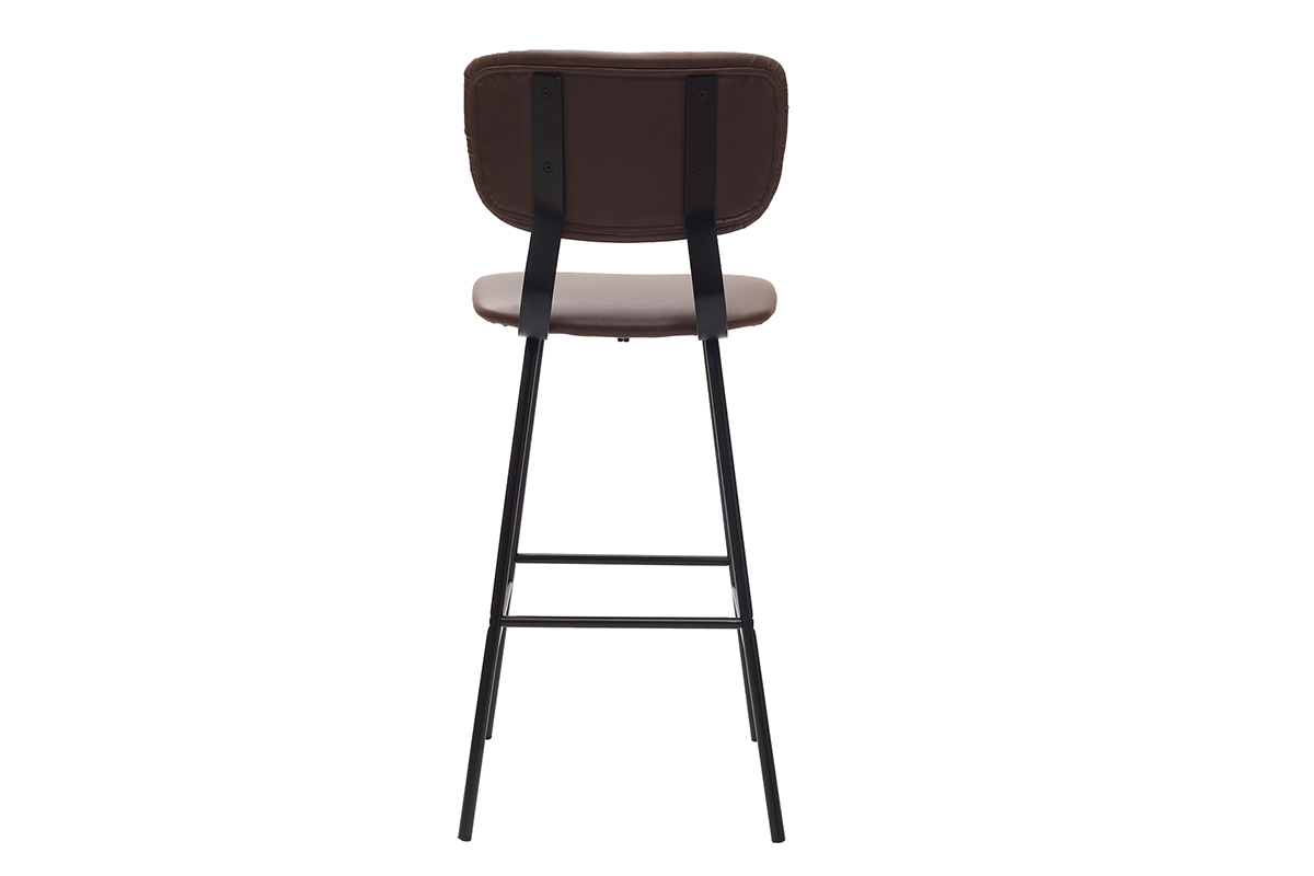 Tabourets de bar vintage marron fonc avec pieds mtal 75 cm (lot de 2) LAB