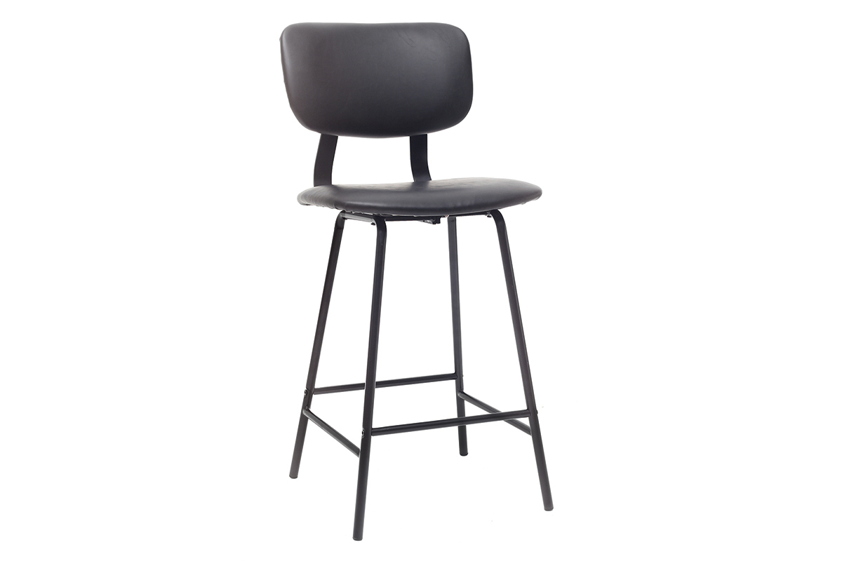 Tabourets de bar vintage noir avec pieds mtal 65cm (lot de 2) LAB