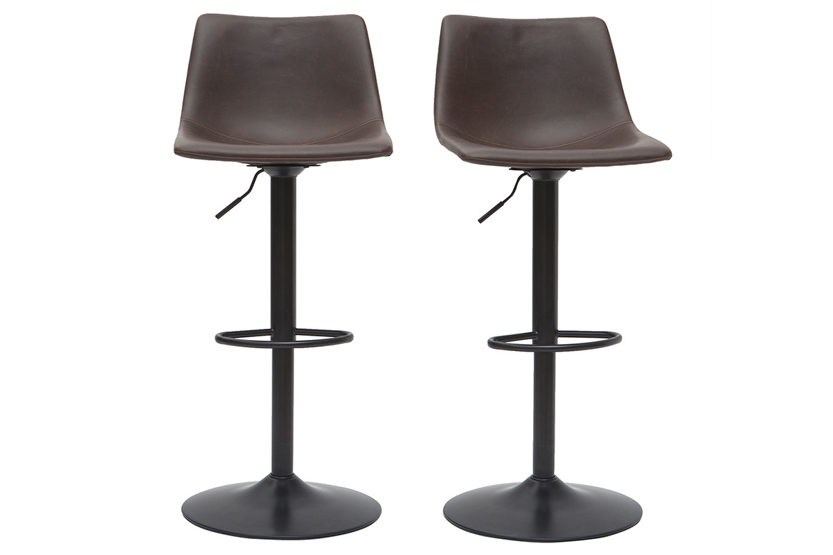 Tabourets de bar vintage rglables pivotants marron (lot de 2) NEW ROCK