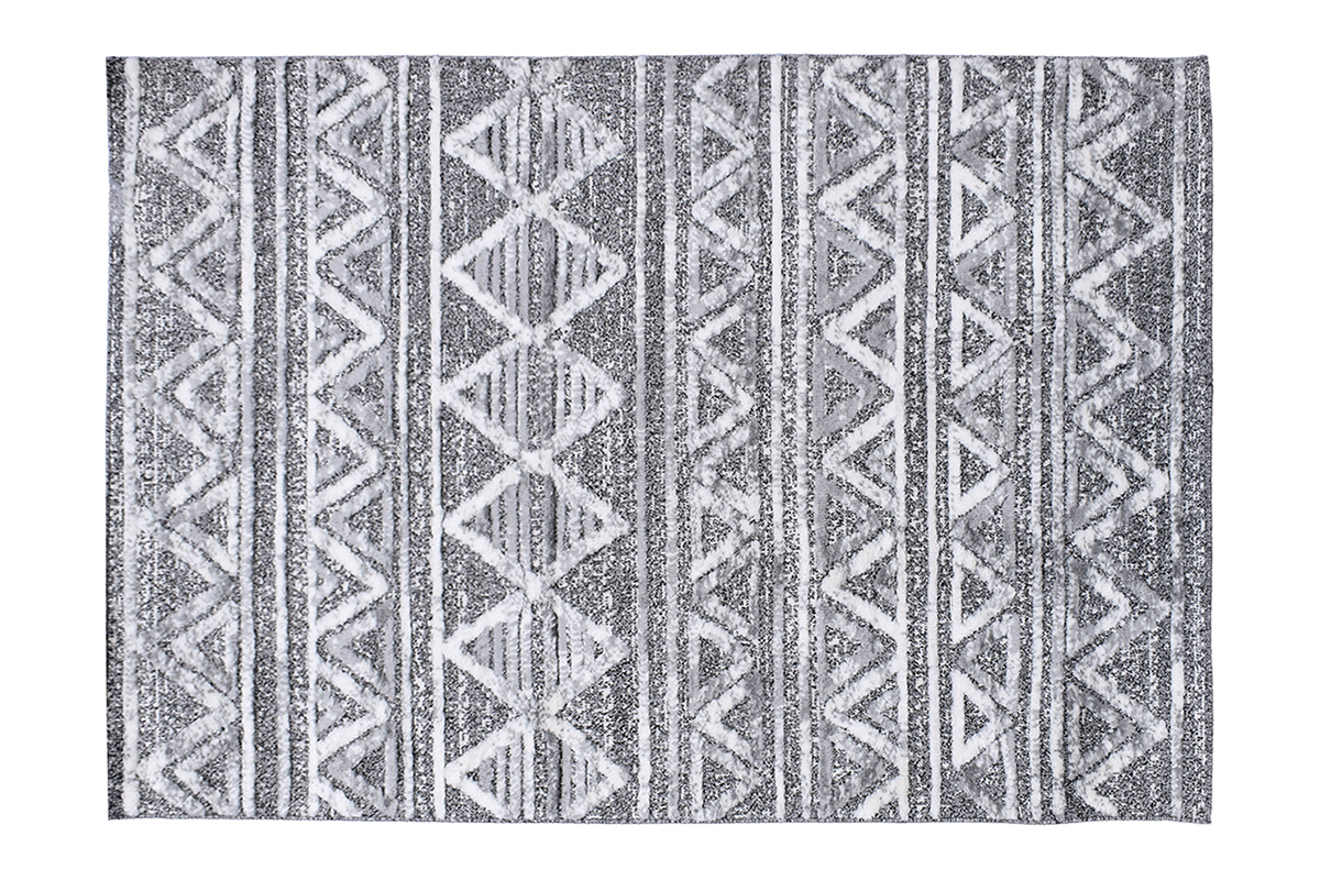 Tapis berbere avec motifs en relief blanc et gris 160 x 230 cm ERGA