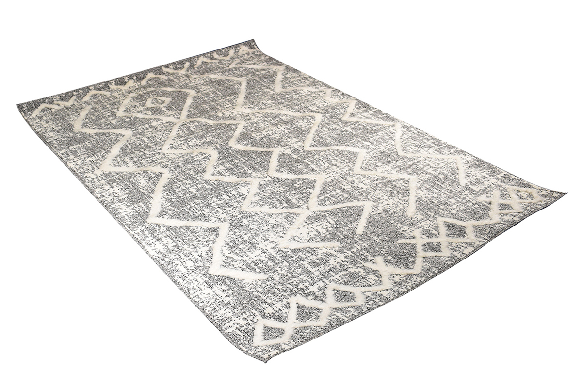 Tapis berbere avec motifs en relief gris et beige 160 x 230 cm PALEO