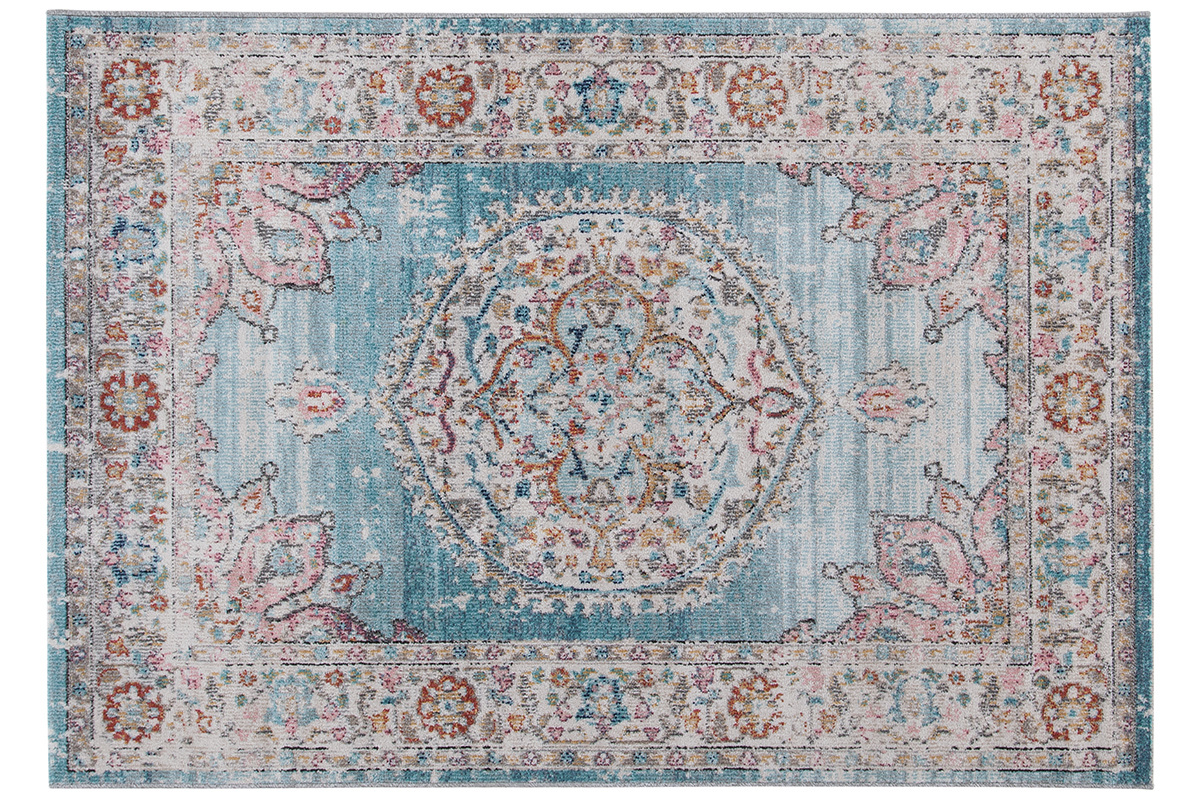 Tapis bleu  motif multicolore 160 x 230 cm TAET