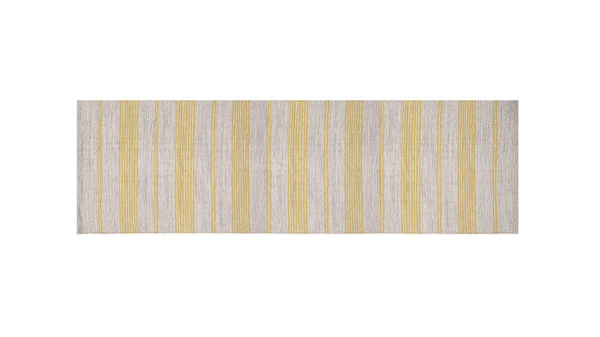 Tapis de couloir en coton jaune et beige 60 x 200 cm CABOURG