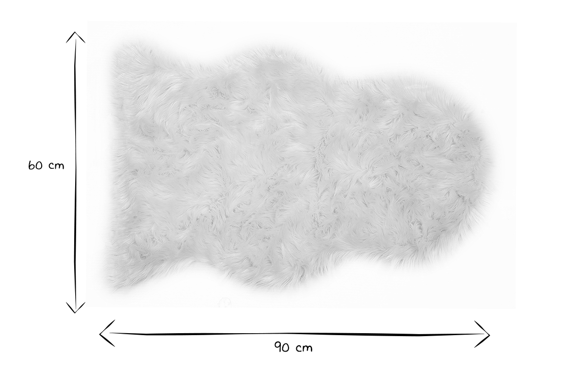 Tapis descente de lit imitation fourrure blanche 60 x 90 cm MEGEVE