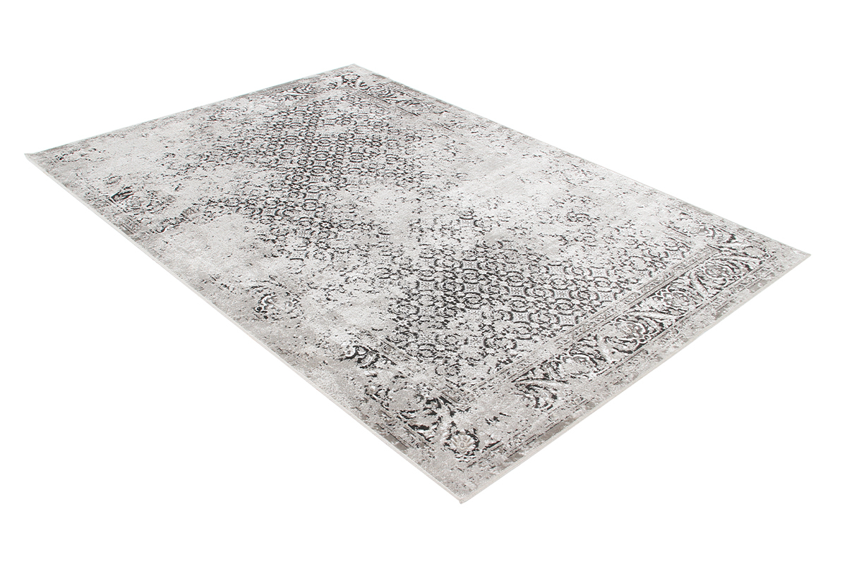 Tapis effet us gris en viscose L160 x L230 cm PETRA