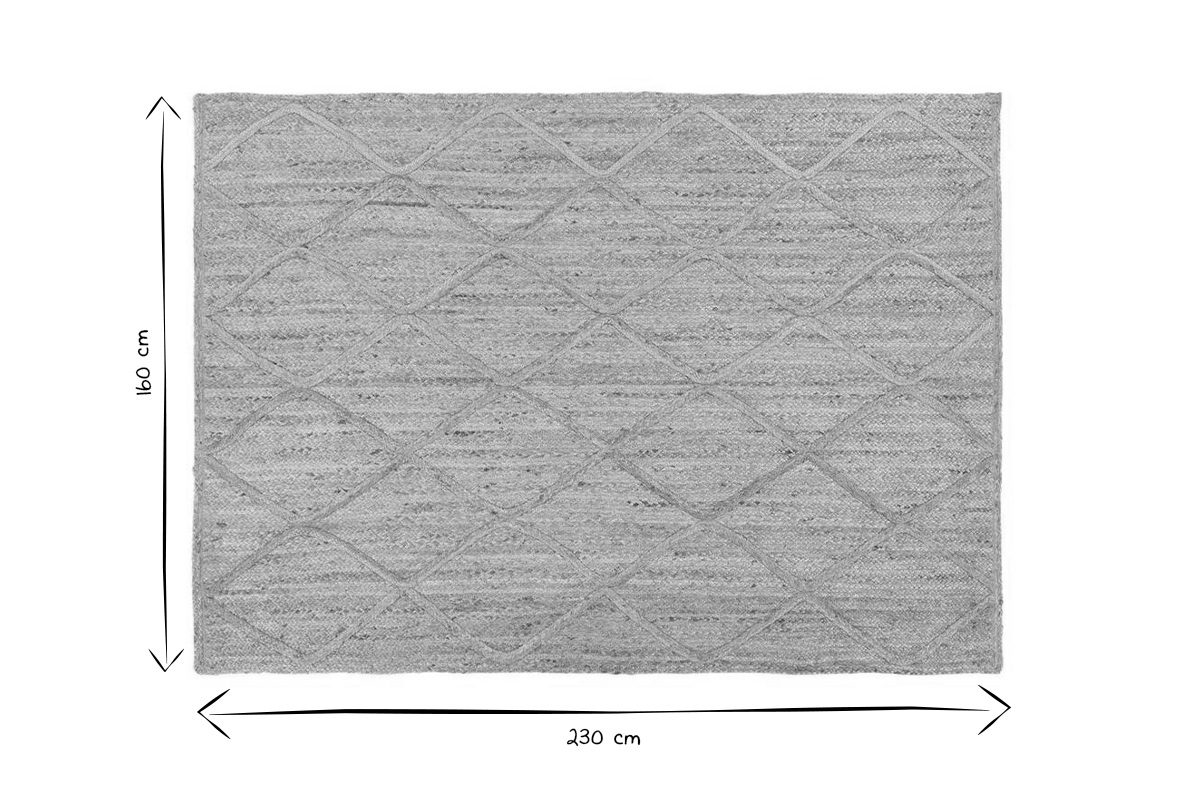 Tapis en jute tiss main avec motifs losanges 160 x 230 cm RAFI