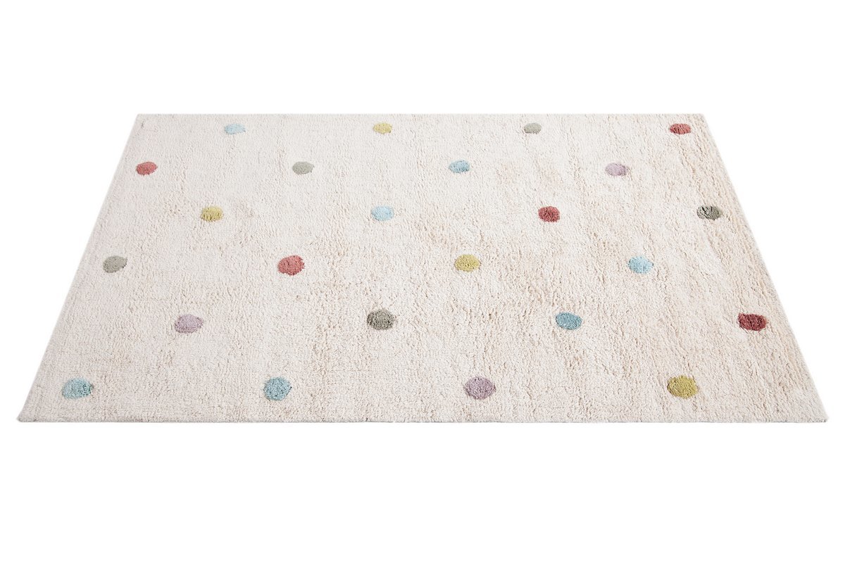 Tapis enfant en coton beige motif pois multicolore 100 x 150 cm DADA