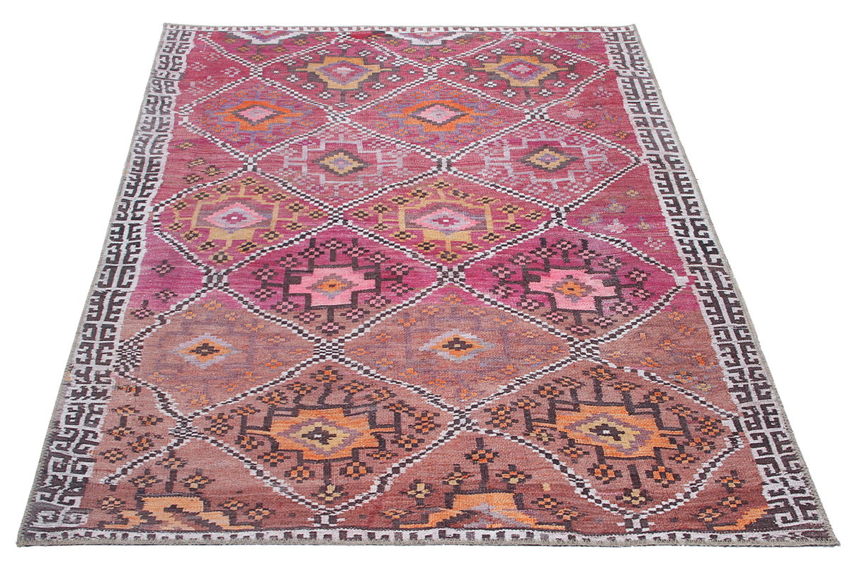 Tapis ethnique rose  motifs L160 x L230 cm ALEV