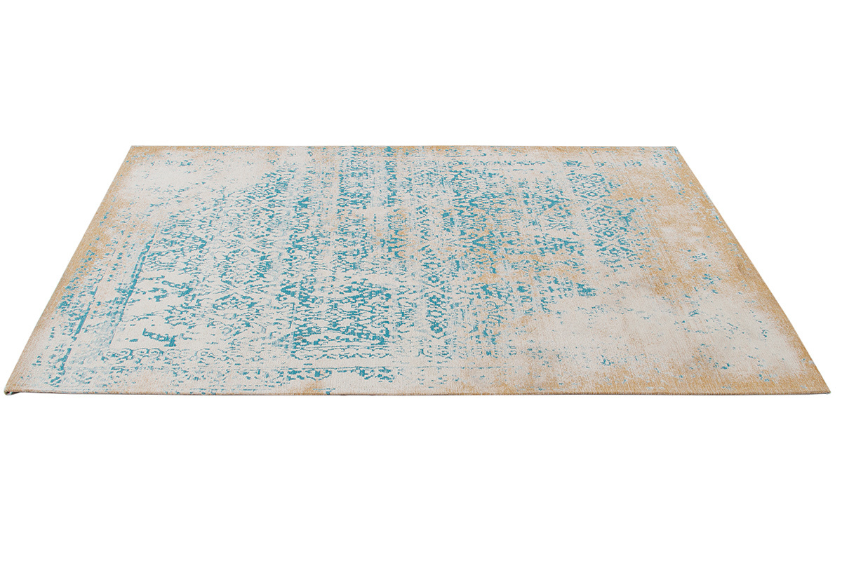 Tapis motif abstrait cru et bleu 160 x 230 cm AZUR