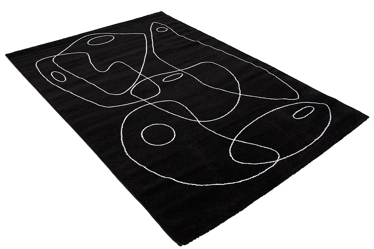 Tapis noir motif line art 160x230 cm ARTISTE