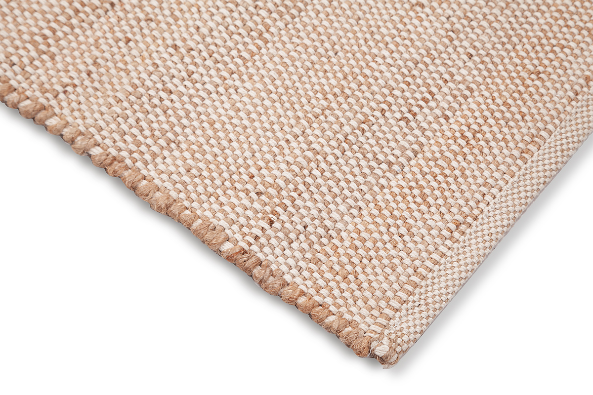 Tapis rectangulaire beige en jute et coton tisss L140 x L200 EFFIA