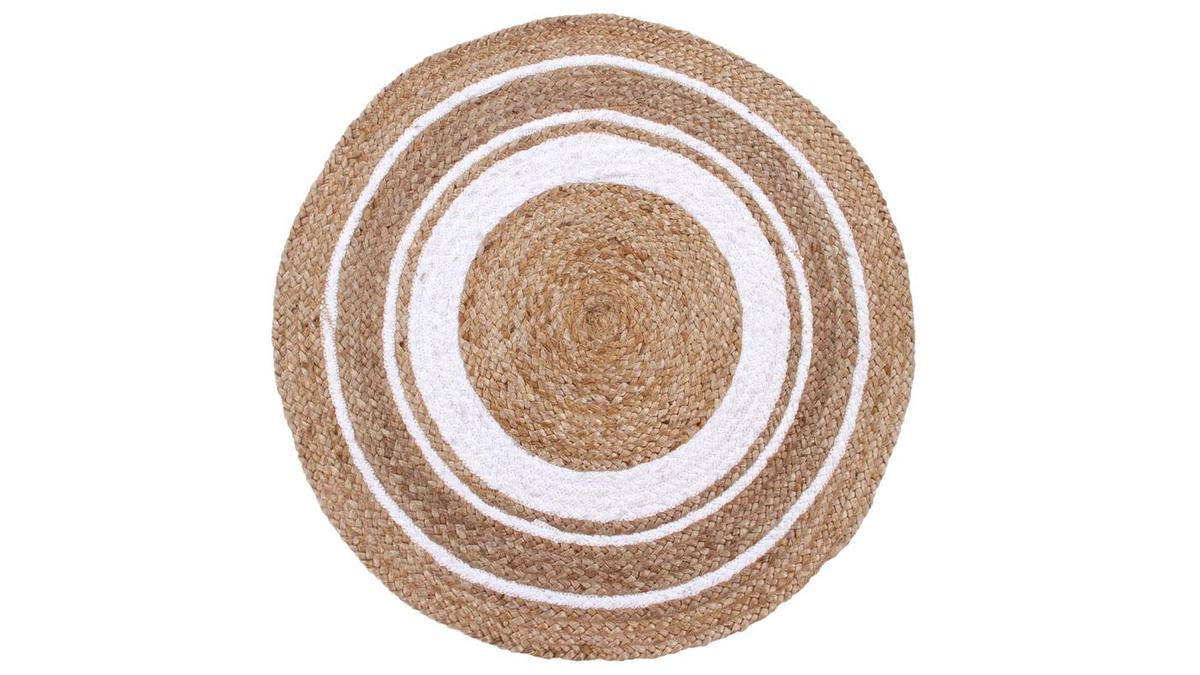 Tapis rond en jute naturel tiss main D120 cm SANTO