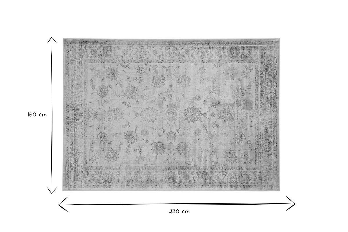 Tapis vintage en viscose avec motifs gris 160 x 230 cm RYAD