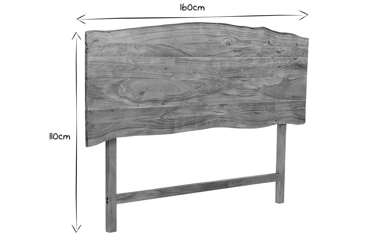 Tte de lit  poser en bois massif L160 cm BOHEMIAN