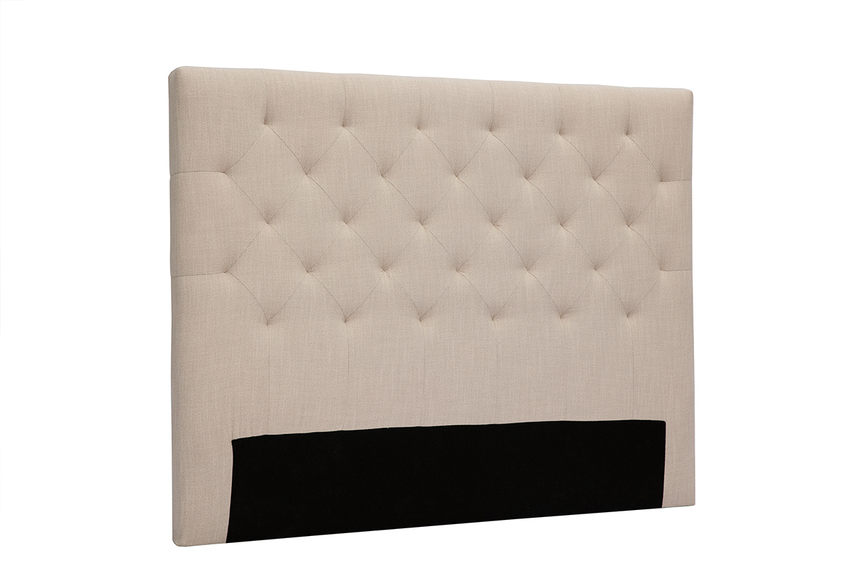 Tte de lit capitonne en tissu beige L140 cm ENGUERRAND