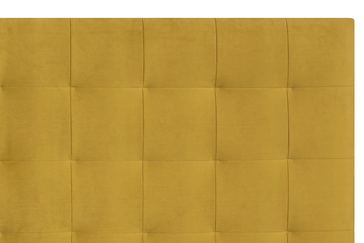 Tte de lit capitonne en tissu velours jaune moutarde L160 cm HALCIONA