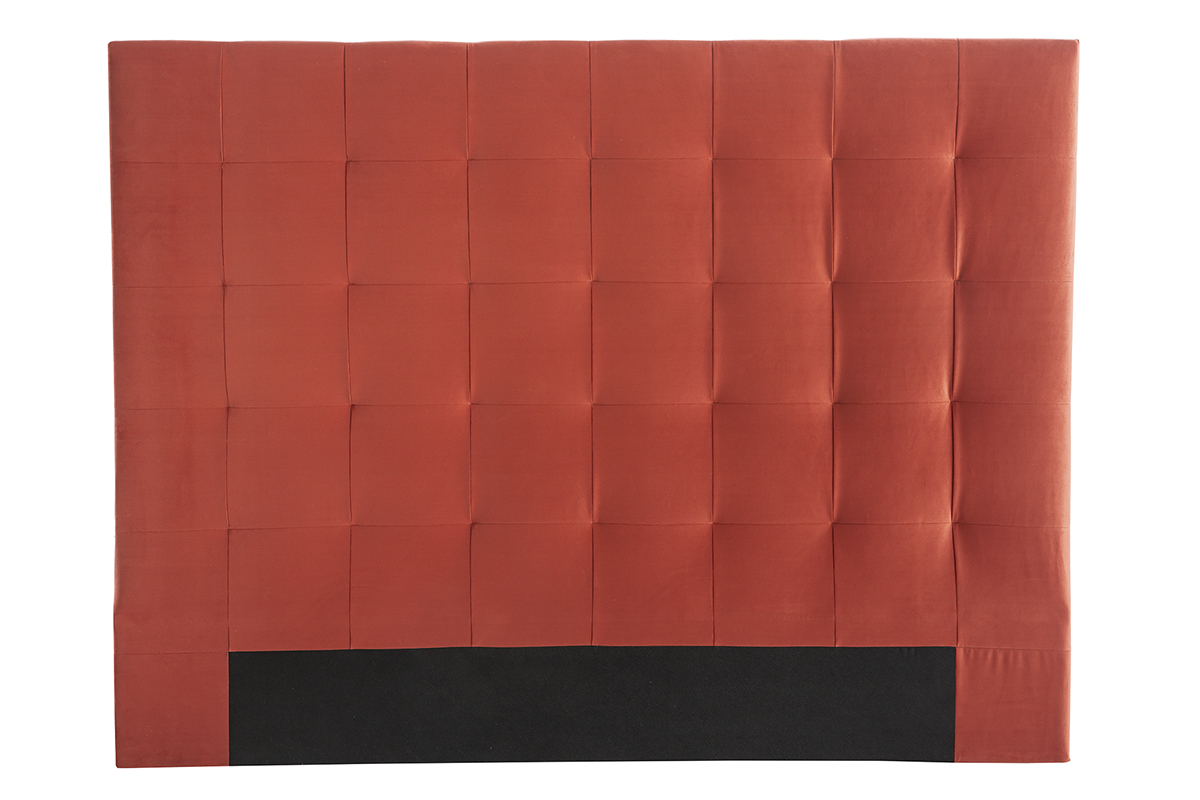 Tte de lit capitonne en tissu velours terracotta L160 cm HALCIONA