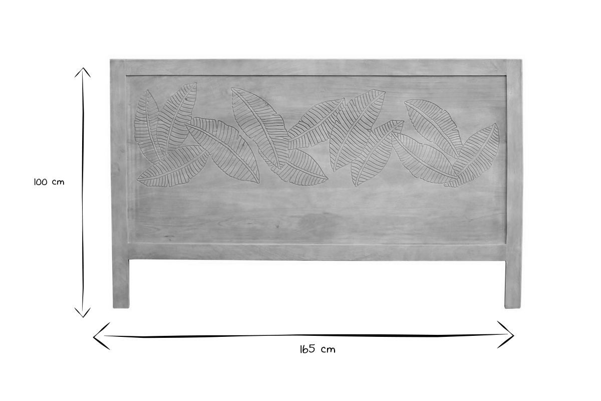 Tte de lit en bois manguier massif grav L165 cm VIBES
