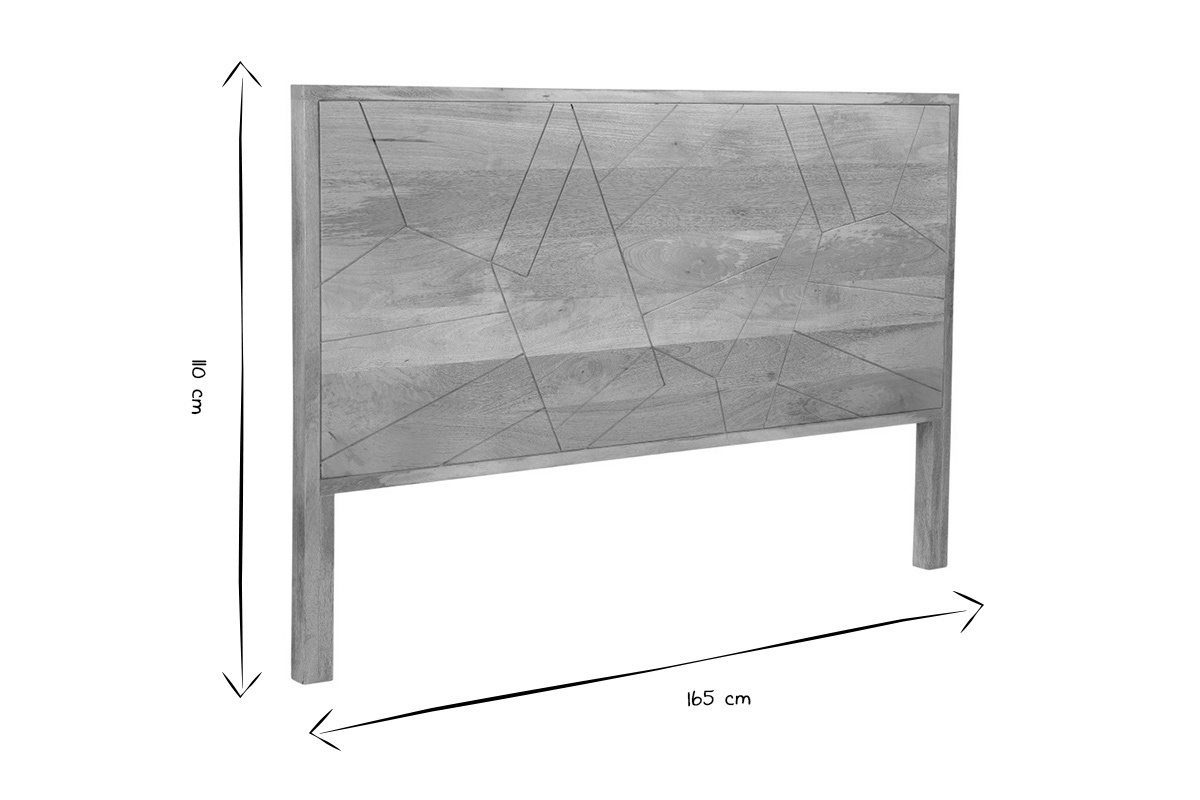 Tte de lit grave en bois manguier massif L165 cm LINIUM