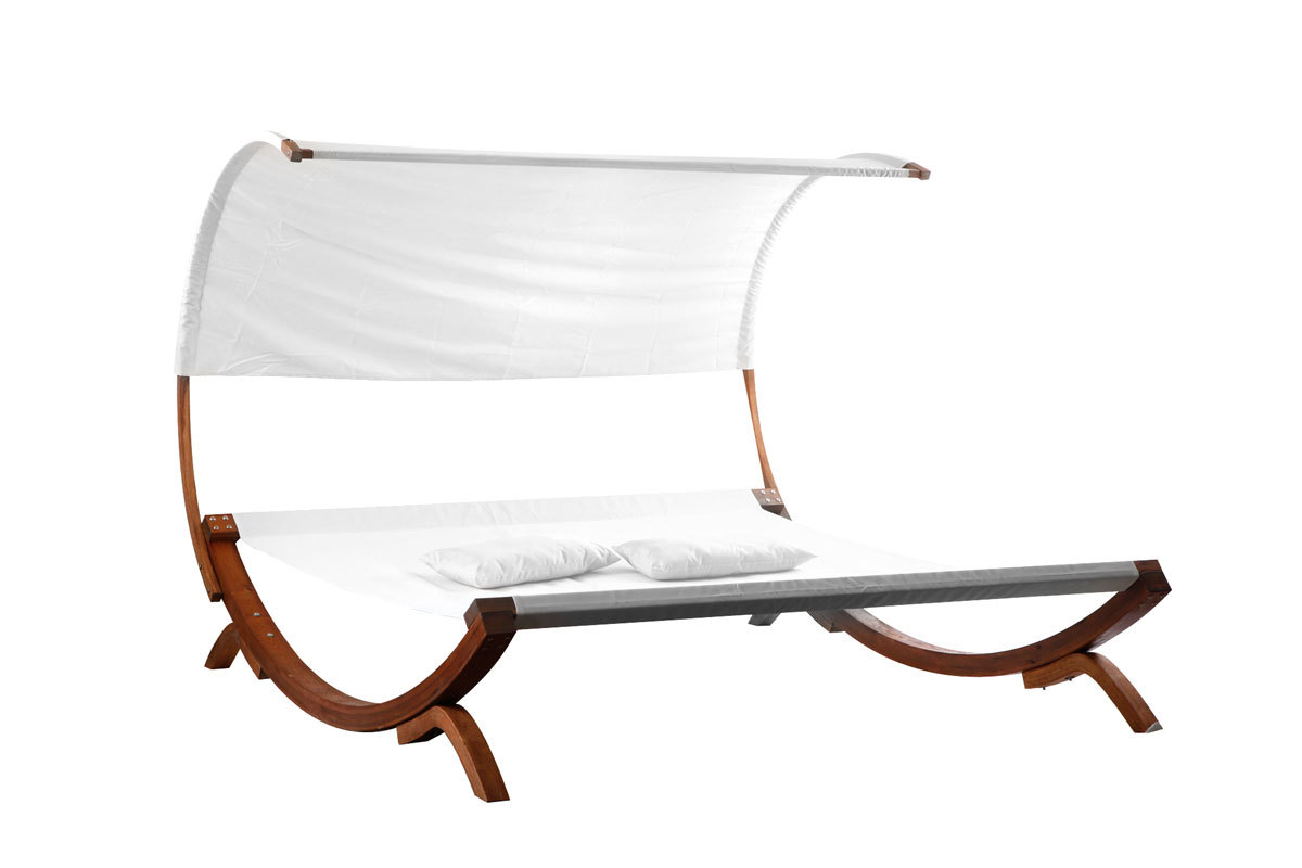 Transat double-bain de soleil de jardin blanc cass BREHAT